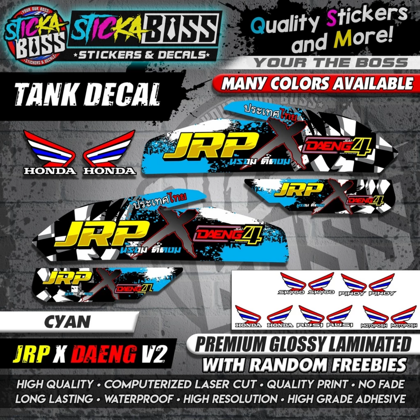 TMX / RUSI / PINOY / MOTOPOSH / SKYGO TANK DECALS STICKER ( JRP X DAENG V2 )【WITH FREEBIES】