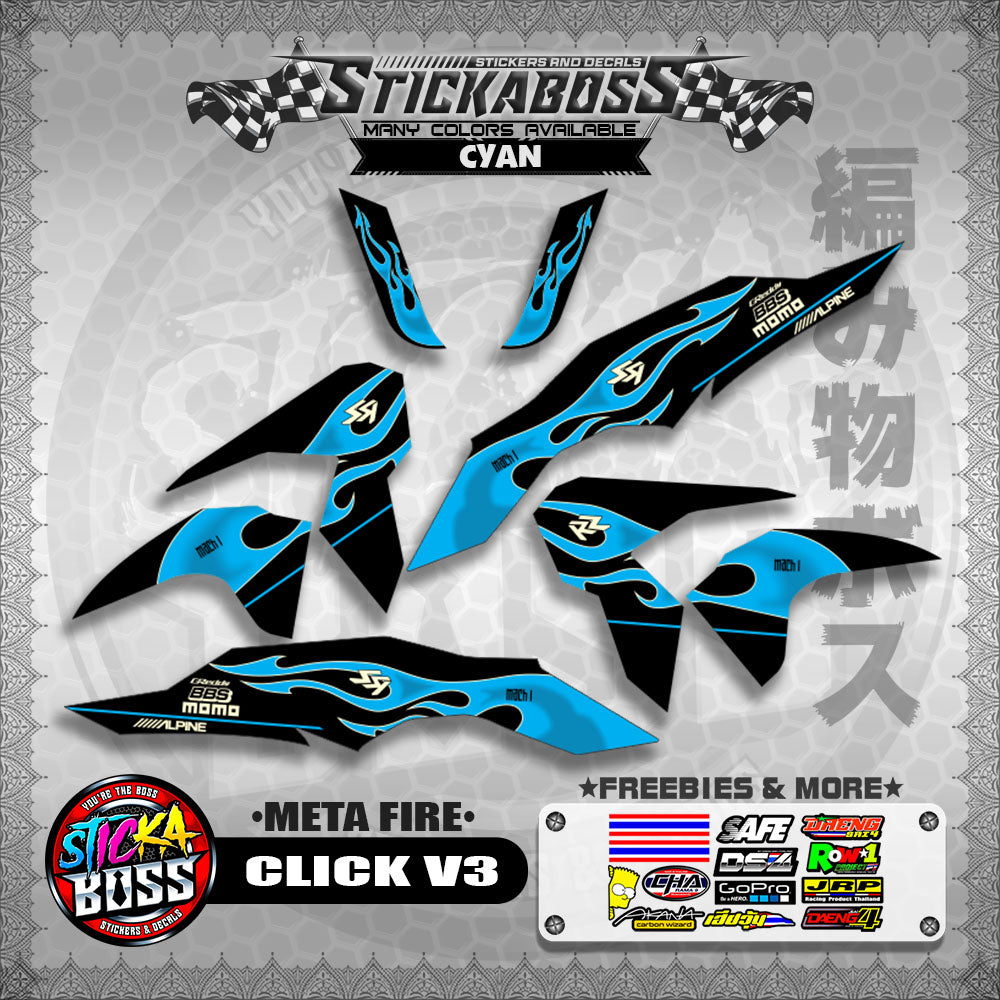CLICK V3 STICKER DECALS ( META FIRE )【WITH FREEBIES】