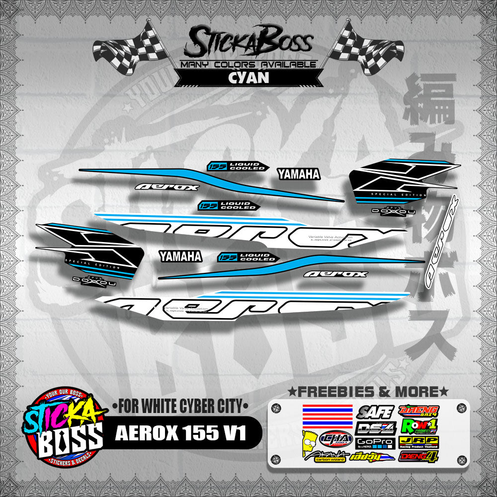AEROX 155 V1 DECALS ( FOR WHITE CYBER CITY )【WITH FREEBIES】