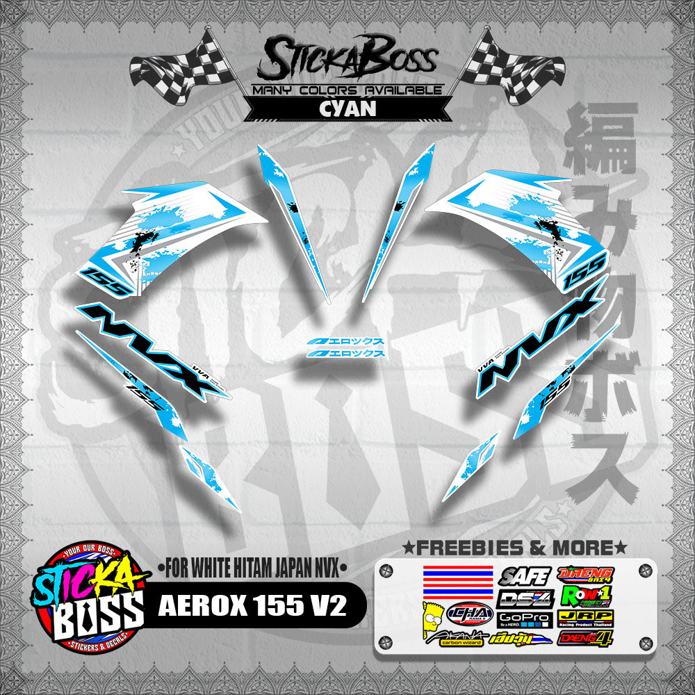 AEROX 155 V2 DECALS ( FOR WHITE HITAM JAPAN NVX 2023 )【WITH FREEBIES】