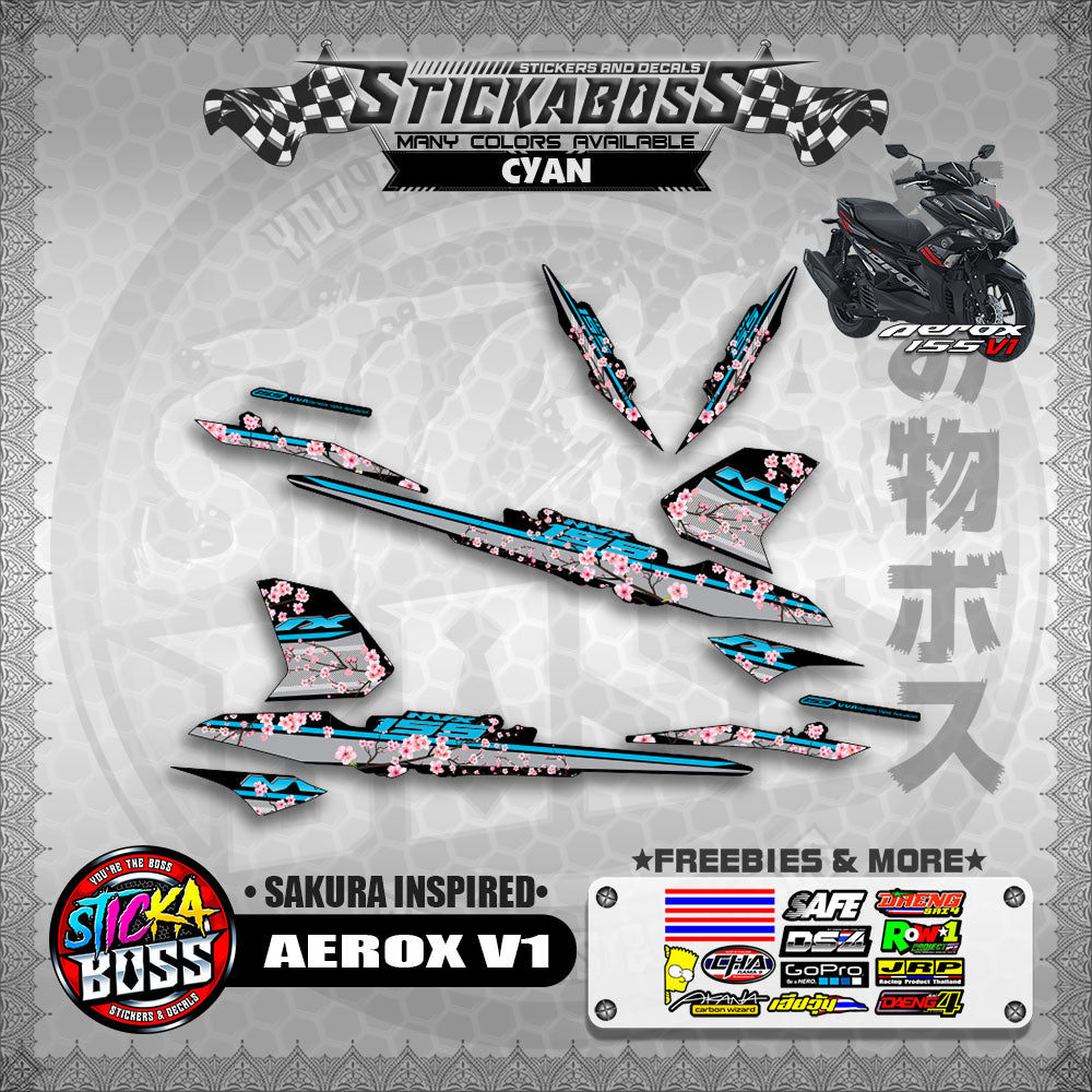 AEROX V1 STICKER DECALS ( SAKURA INSPIRED )【WITH FREEBIES】