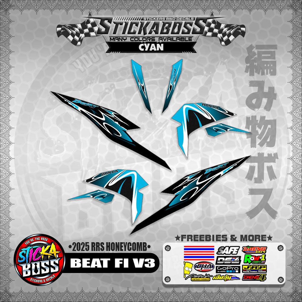 BEAT FI V3 INDO STICKER DECALS ( 2025 RRS HONEYCOMB )【WITH FREEBIES】
