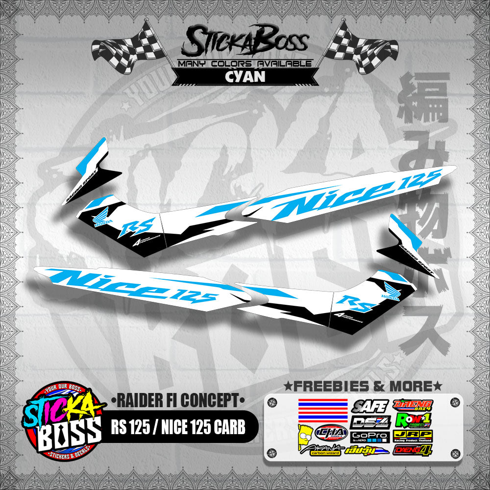 RS 125 / NICE 125 CARB DECALS ( RAIDER FI CONCEPT )【WITH FREEBIES】