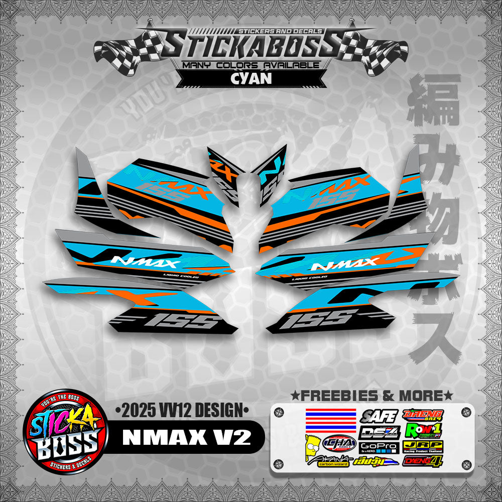 NMAX V2 MALAYSIAN STICKER DECALS ( 2025 VV12 DESIGN )【WITH FREEBIES】