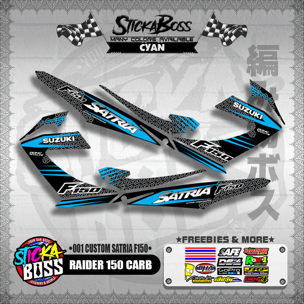 RAIDER 150 CARB DECALS ( 001 CUSTOM SATRIA F150 )【WITH FREEBIES】