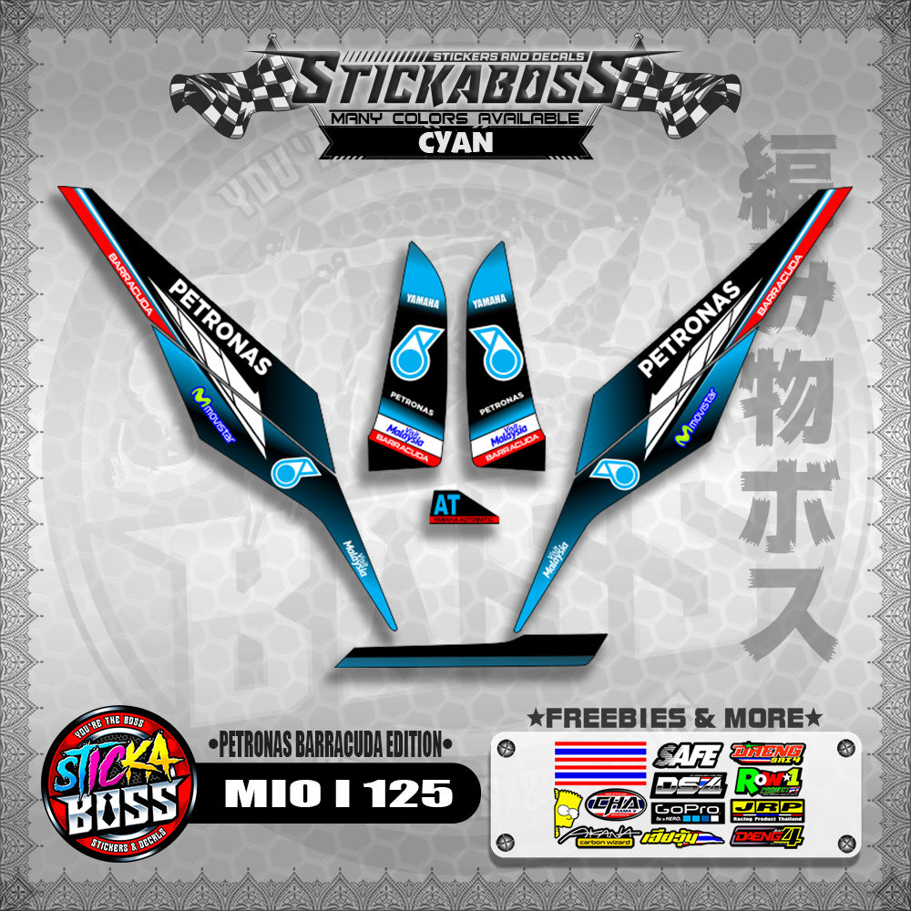 MIO I 125 STICKER DECALS ( PETRONAS BARRACUDA EDITION )【WITH FREEBIES】