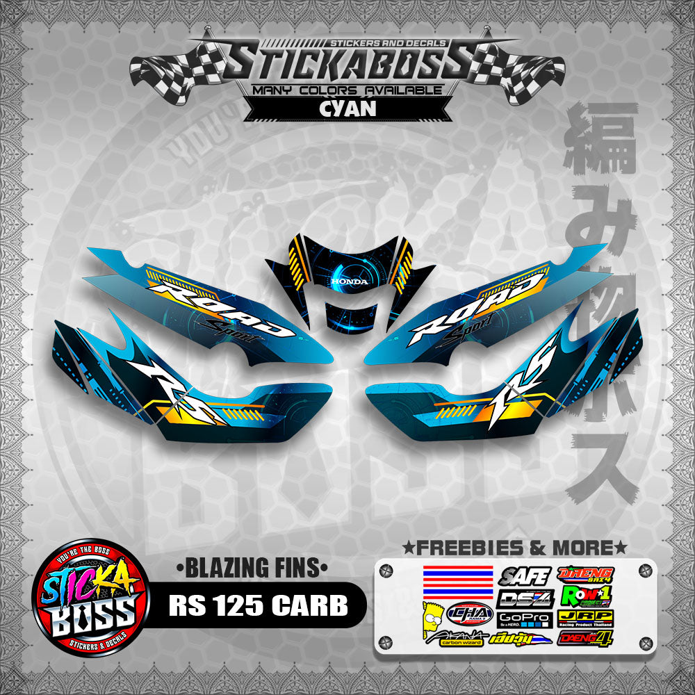 RS 125 CARB STICKER DECALS ( BLAZING FINS )【WITH FREEBIES】
