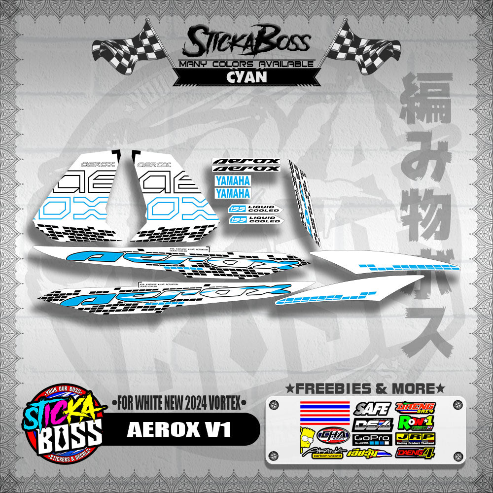 AEROX 155 V1 DECALS ( FOR WHITE NEW 2024 VORTEX )【WITH FREEBIES】