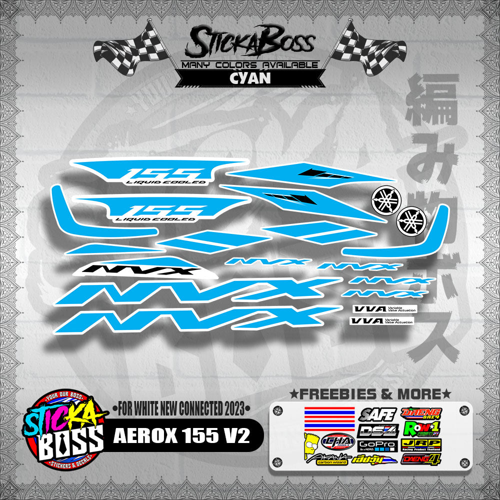 AEROX 155 V2 DECALS ( FOR WHITE NEW CONNECTED 2023 )【WITH FREEBIES】