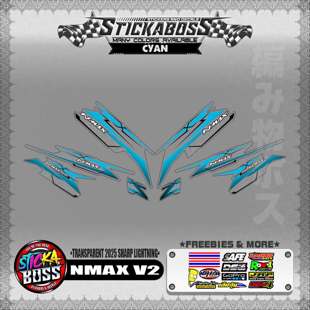 【PREMIUM UV PRINT】TRANSPARENT NMAX V2 INDO STICKER DECALS ( 2025 SHARP LIGHTNING )【WITH FREEBIES】