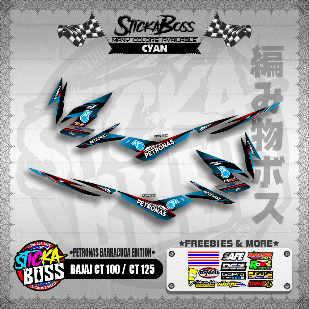 BAJAJ CT 100 / CT 125 DECALS ( PETRONAS BARRACUDA EDITION )【WITH FREEBIES】
