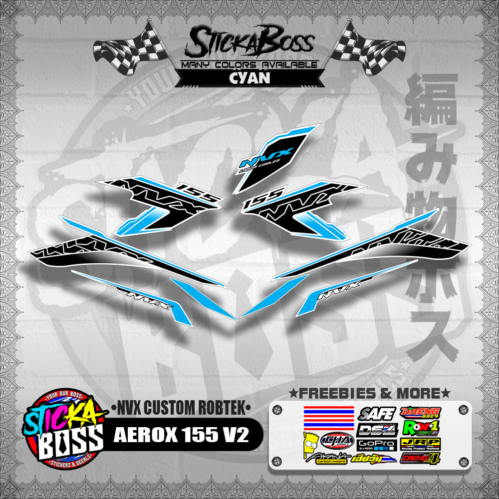 AEROX 155 V2 DECALS ( NVX CUSTOM ROBTEK )【WITH FREEBIES】