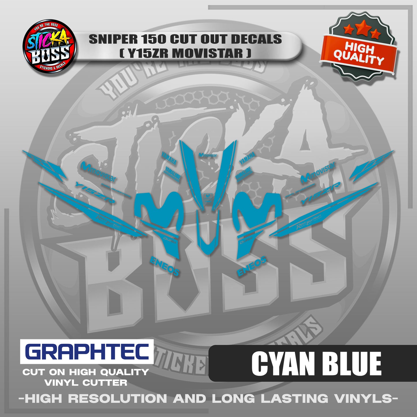 SNIPER 150 CUT OUT DECALS ( Y15ZR MOVISTAR ) | VINYL WATERPROOF CUT-OUT STICKER DECALS
