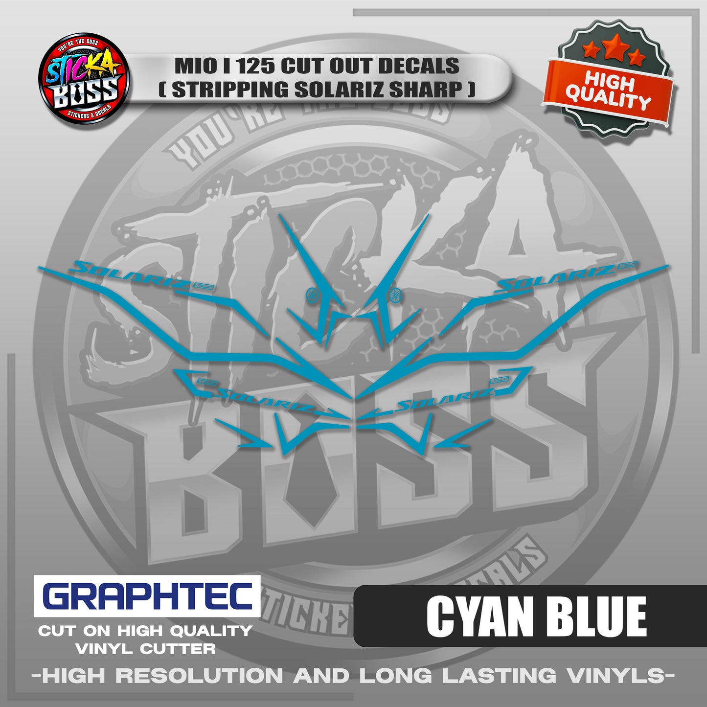 MIO I 125 CUT OUT DECALS ( STRIPPING SOLARIZ SHARP ) | VINYL WATERPROOF CUT-OUT STICKER DECALS