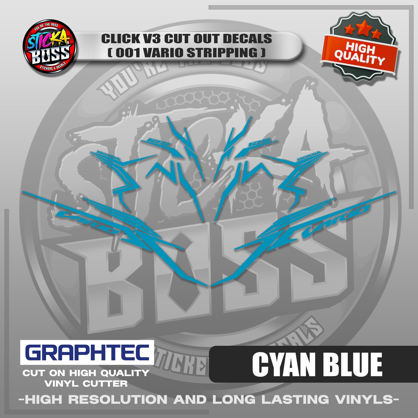 CLICK V3 CUT OUT DECALS ( 2025 VARIO STRIPPING 001 ) | VINYL WATERPROOF CUT-OUT STICKER DECALS