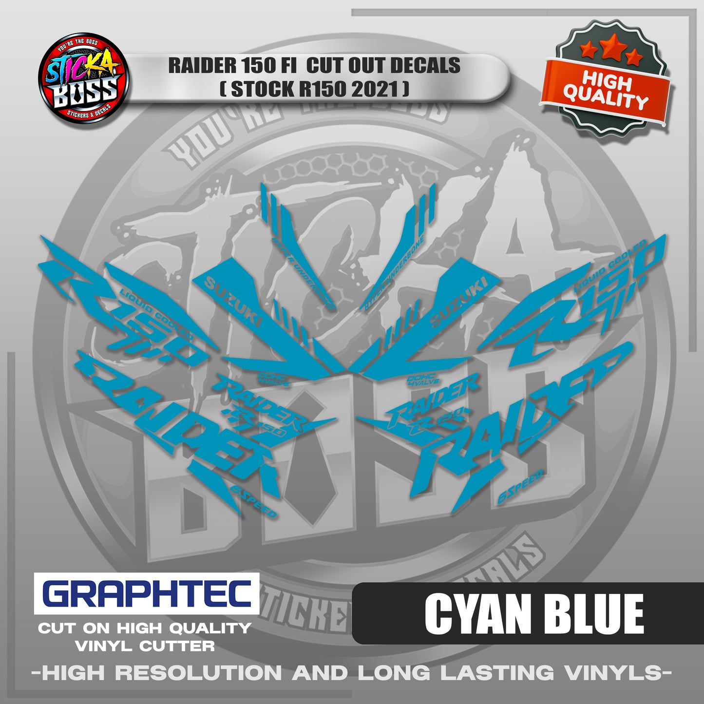 RAIDER 150 FI CUT OUT DECALS ( STOCK R150 2021) | VINYL WATERPROOF CUT-OUT STICKER DECALS
