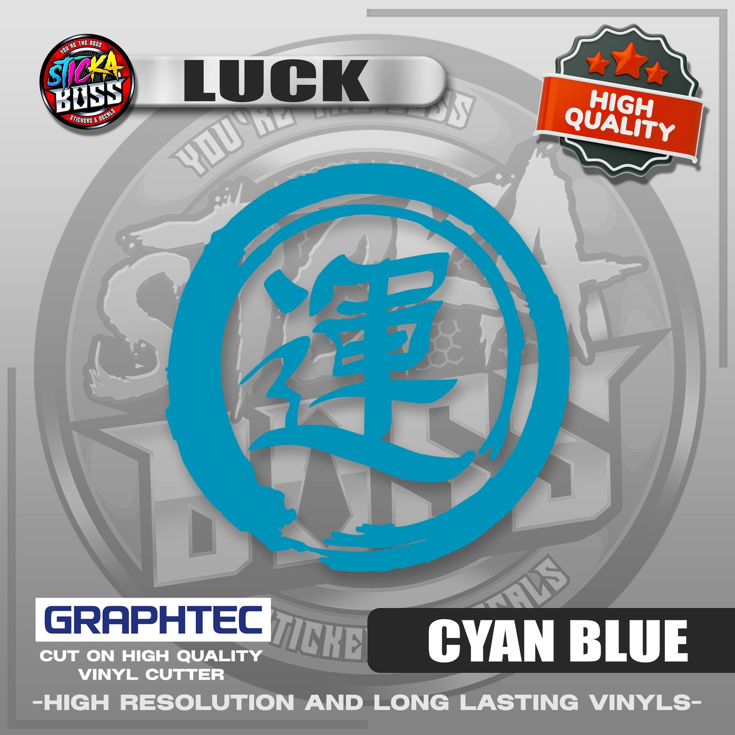 LUCK - JAPANESE KANJI SYMBOL | VINYL WATERPROOF CUT-OUT STICKER DECALS【Stickaboss】