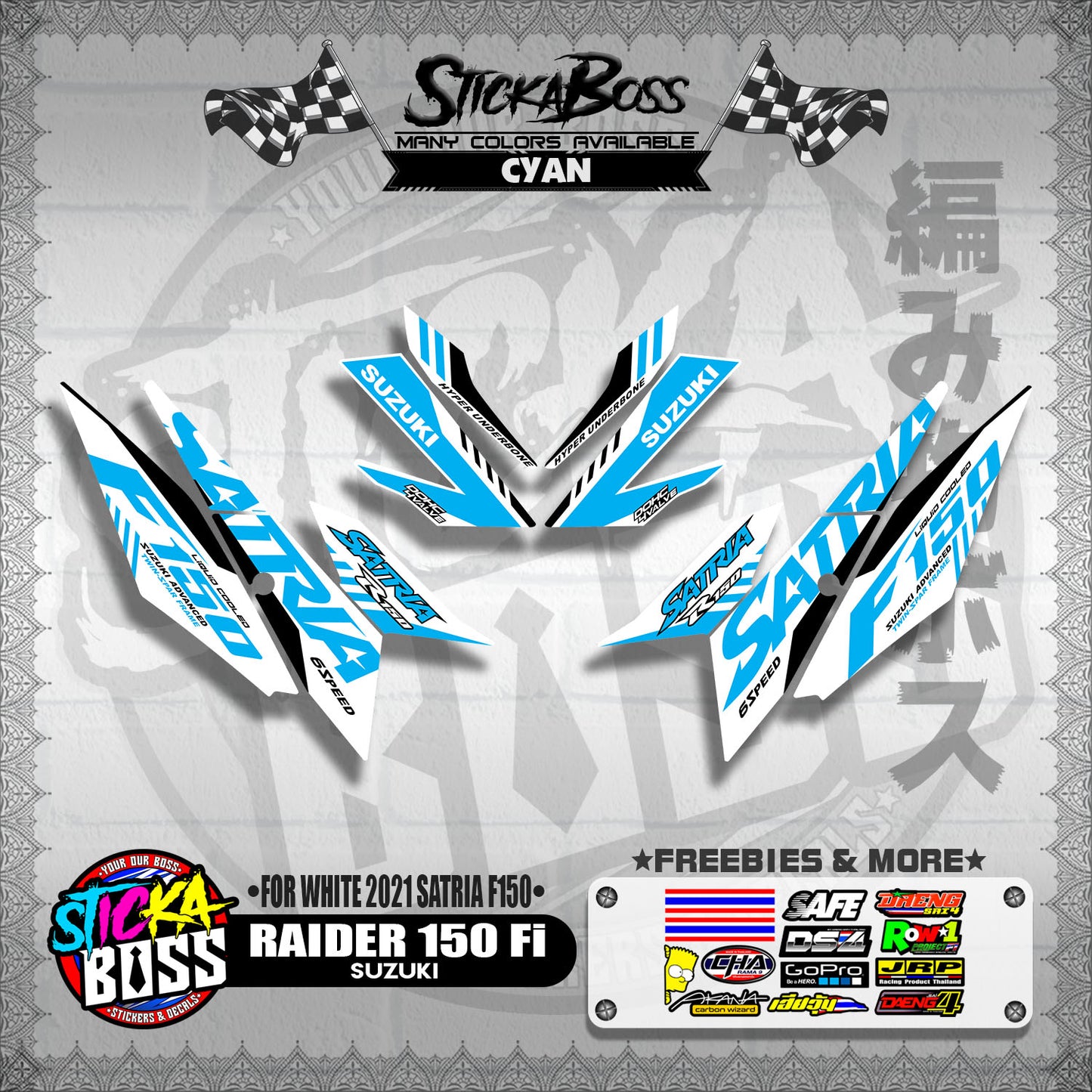 RAIDER 150 Fi DECALS ( FOR WHITE 2021 SATRIA F150 )【WITH FREEBIES】
