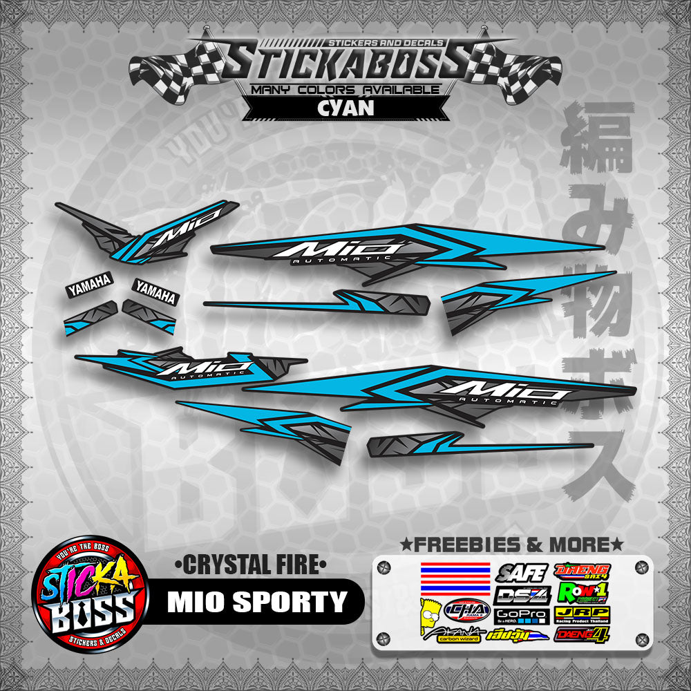 MIO SPORTY THAI-MALAYSIAN STICKER DECALS ( CRYSTAL FIRE )【WITH FREEBIES】