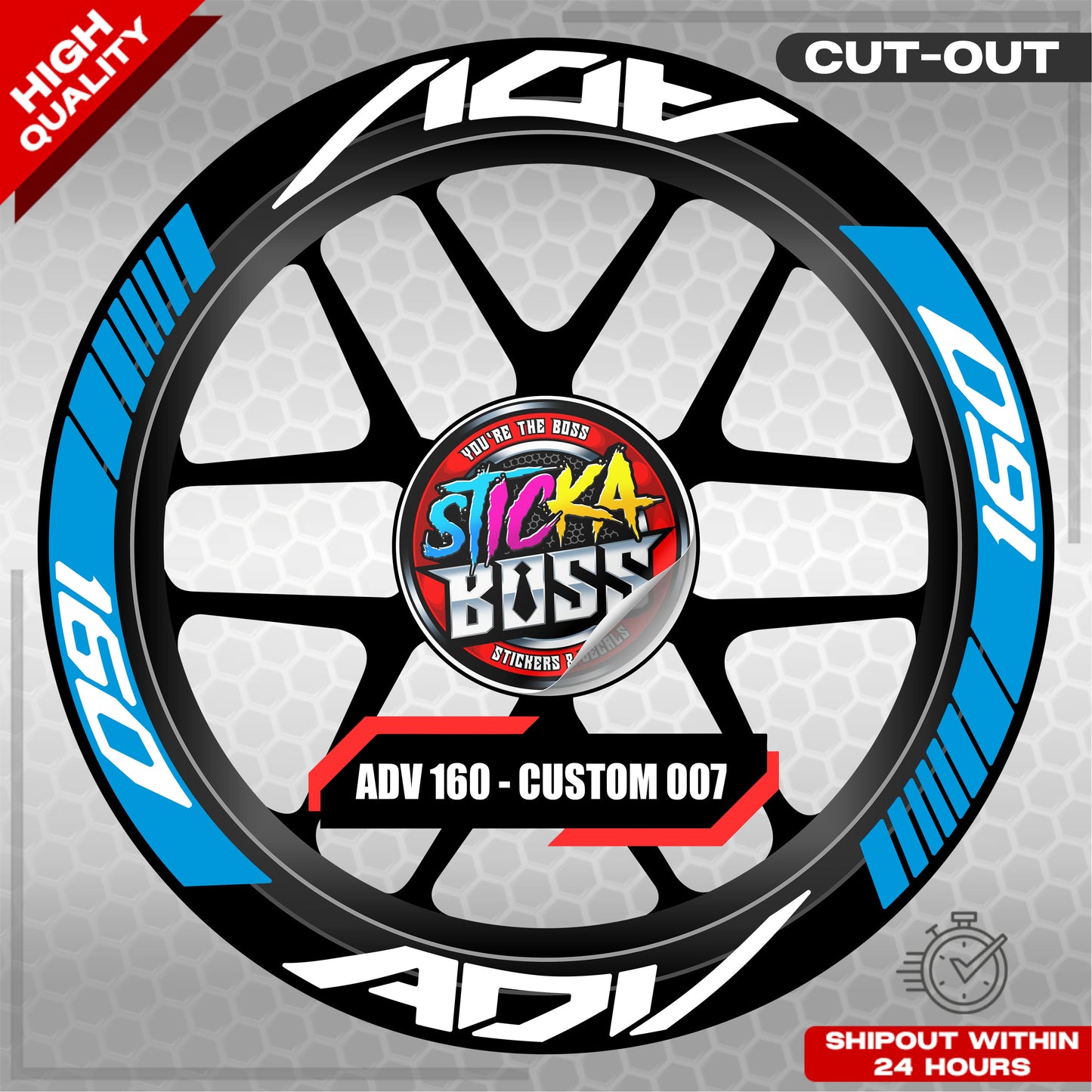 ADV 160 MAG STICKER SET ( 2 MAGS ) - CUSTOM 007 | VINYL WATERPROOF CUT-OUT DECALS