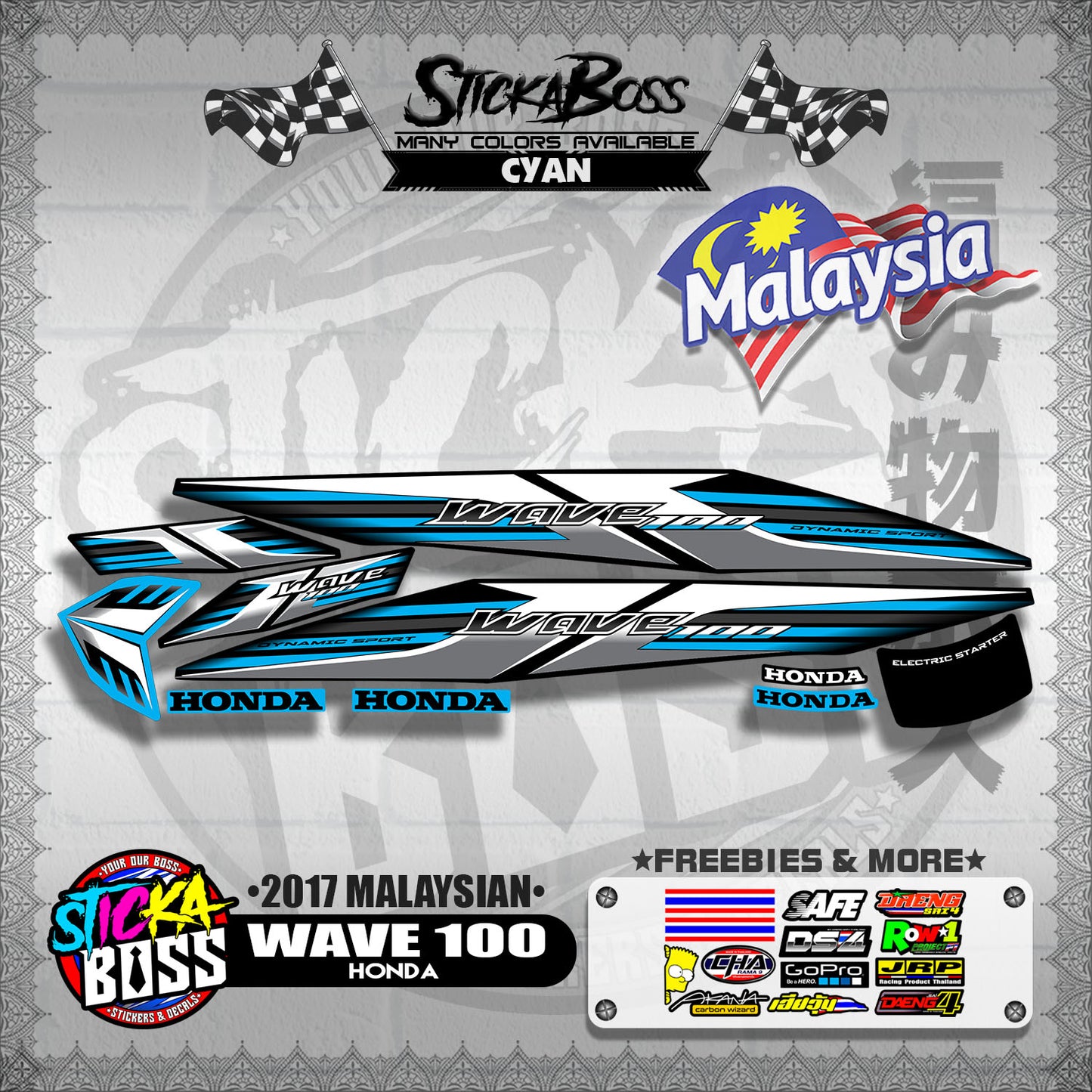 WAVE 100 ( 2017 MALAYSIAN STOCK DECALS )【WITH FREEBIES】