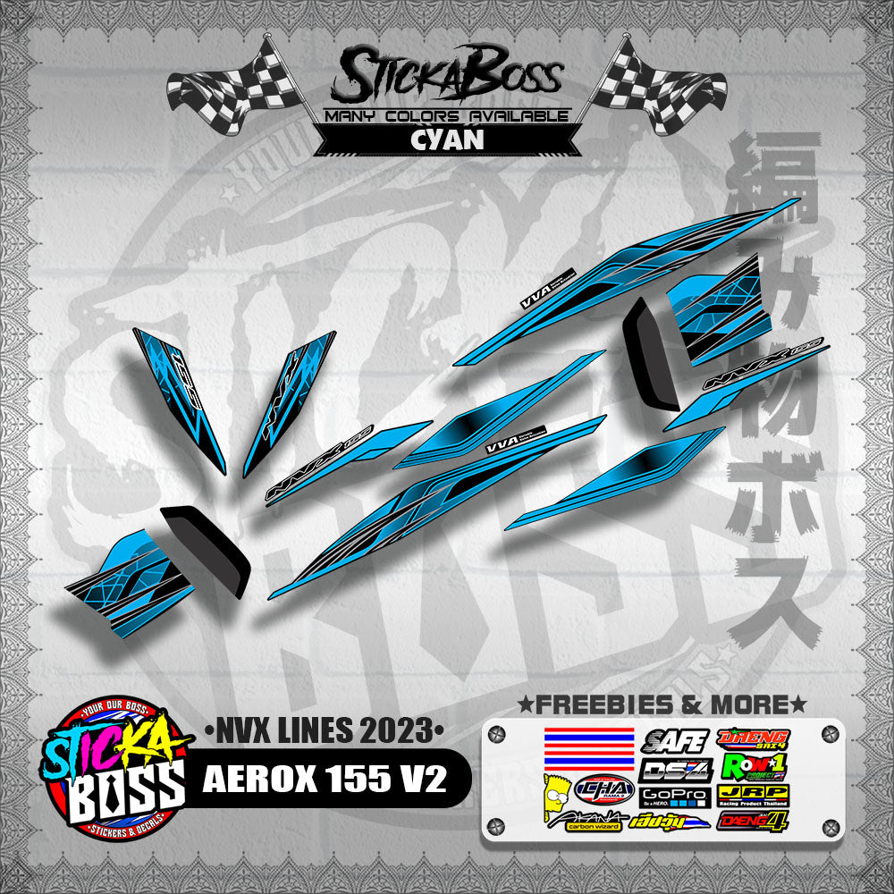 AEROX 155 V2 MALAYSIAN DECALS ( NVX LINES 2023 )【WITH FREEBIES】