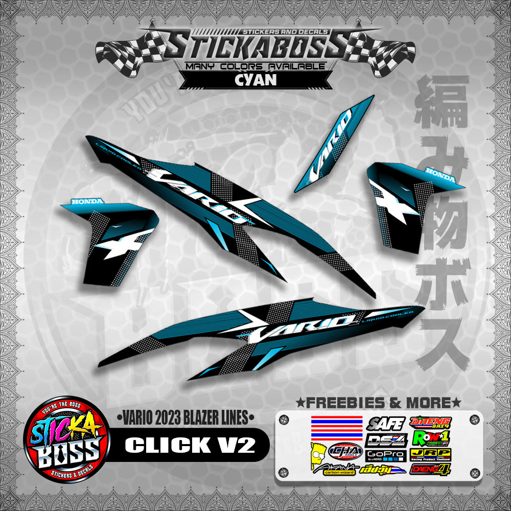 CLICK V2 STICKER DECALS ( VARIO 2023 BLAZER LINES )【WITH FREEBIES】