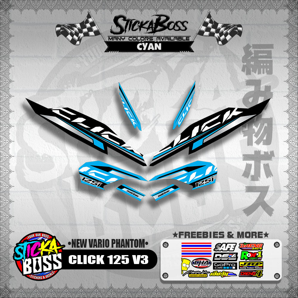 CLICK 125 V3 DECALS ( NEW VARIO PHANTOM )【WITH FREEBIES】