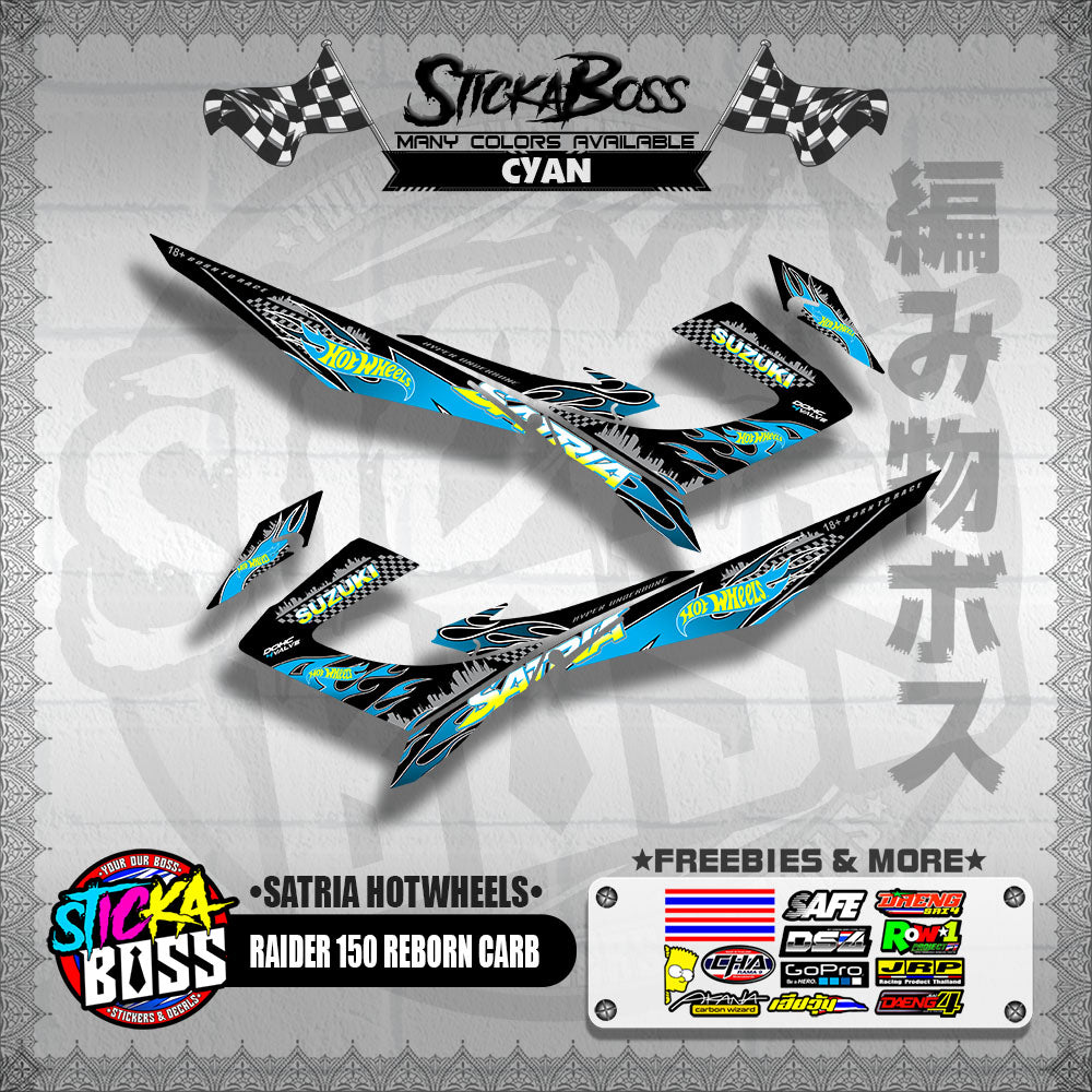 RAIDER 150 REBORN CARB DECALS ( SATRIA HOTWHEELS )【WITH FREEBIES】