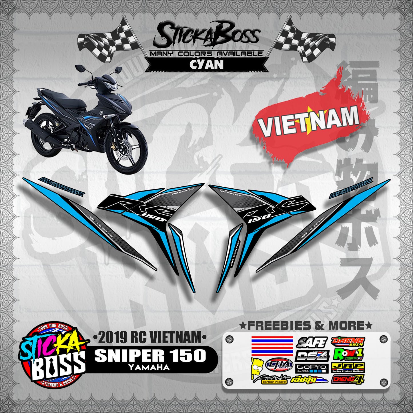 SNIPER 150 STOCK DECALS ( 2019 RC VIETNAM )【WITH FREEBIES】
