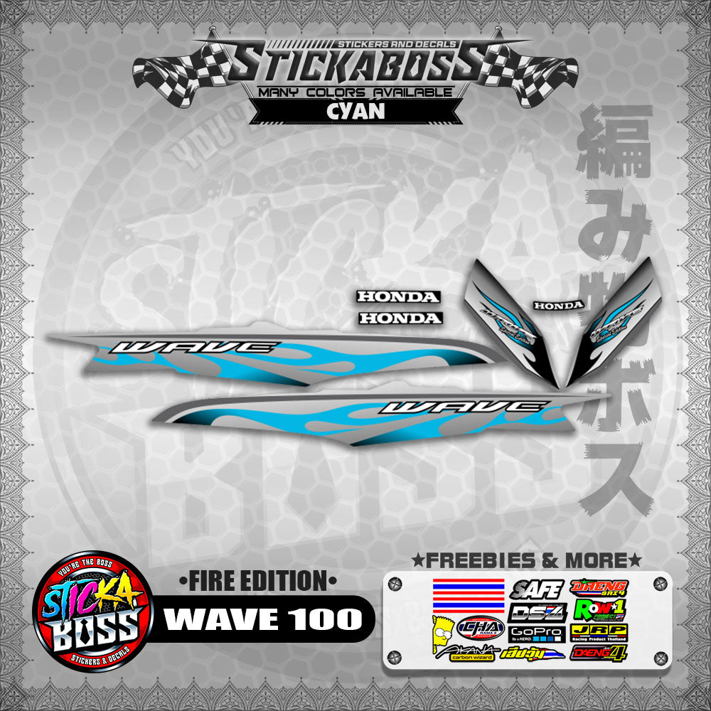 WAVE 100 STICKER DECALS ( FIRE EDITION )【WITH FREEBIES】