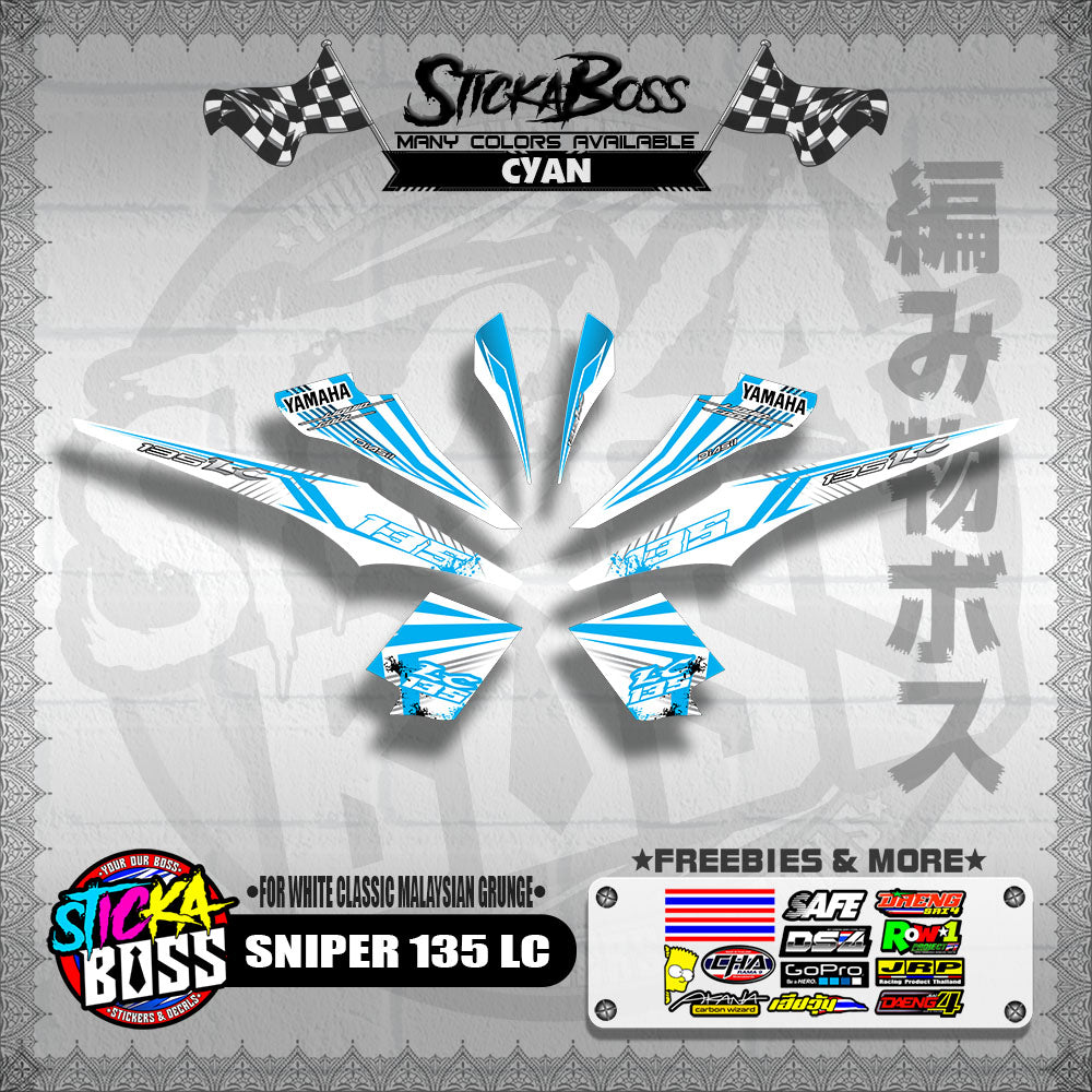 SNIPER 135 LC DECALS ( FOR WHITE CLASSIC MALAYSIAN GRUNGE )【WITH FREEBIES】