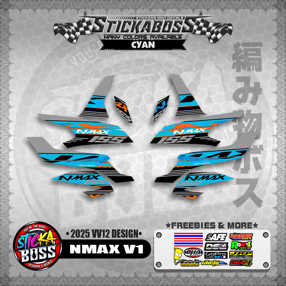 NMAX V1 MALAYSIAN STICKER DECALS ( 2025 VV12 DESIGN )【WITH FREEBIES】