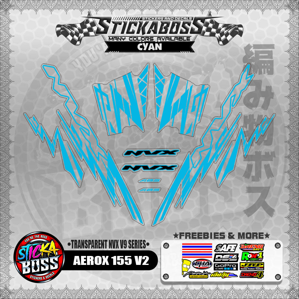 【PREMIUM UV PRINT】TRANSPARENT AEROX 155 V2 DECALS ( NVX V9 SERIES )【WITH FREEBIES】