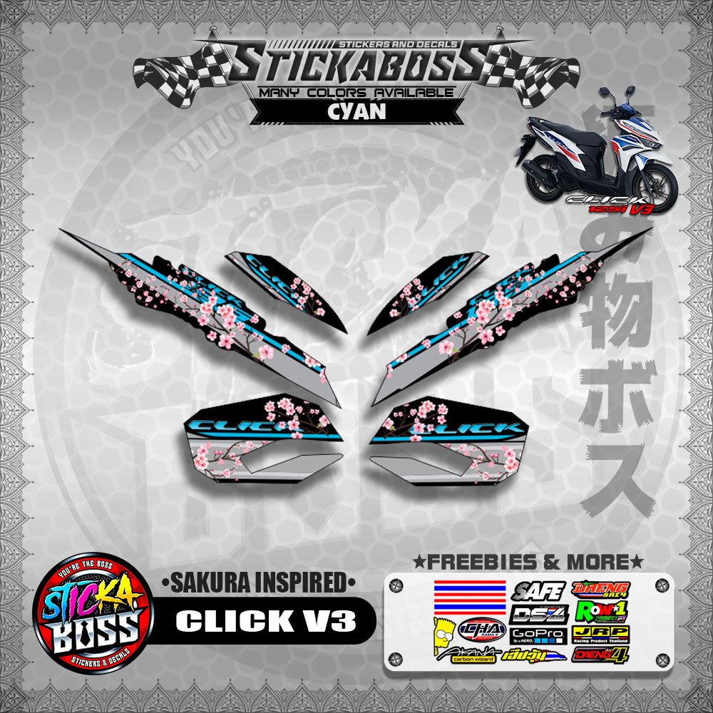 CLICK V3 STICKER DECALS ( SAKURA INSPIRED )【WITH FREEBIES】