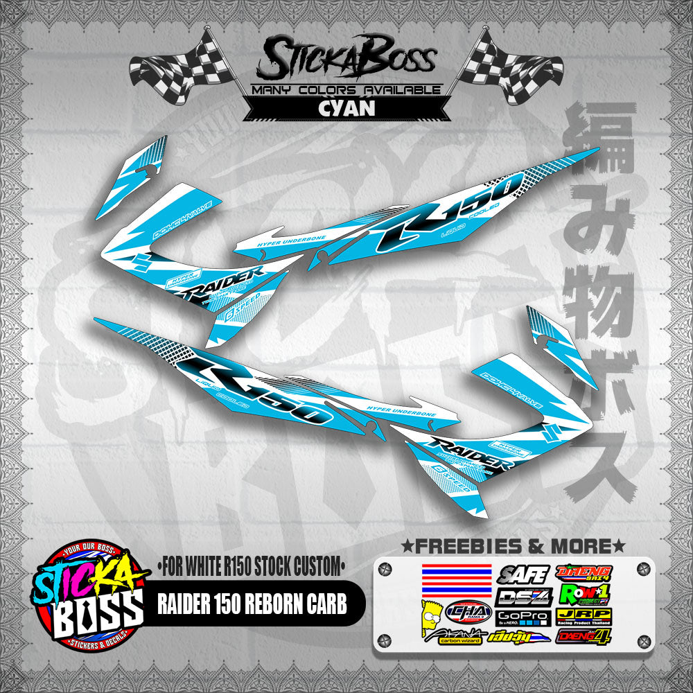 RAIDER 150 REBORN CARB DECALS ( FOR WHITE R150 STOCK CUSTOM )【WITH FREEBIES】