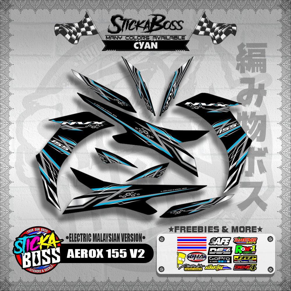 AEROX 155 V2 DECALS ( ELECTRIC MALAYSIAN VERSION )【WITH FREEBIES】