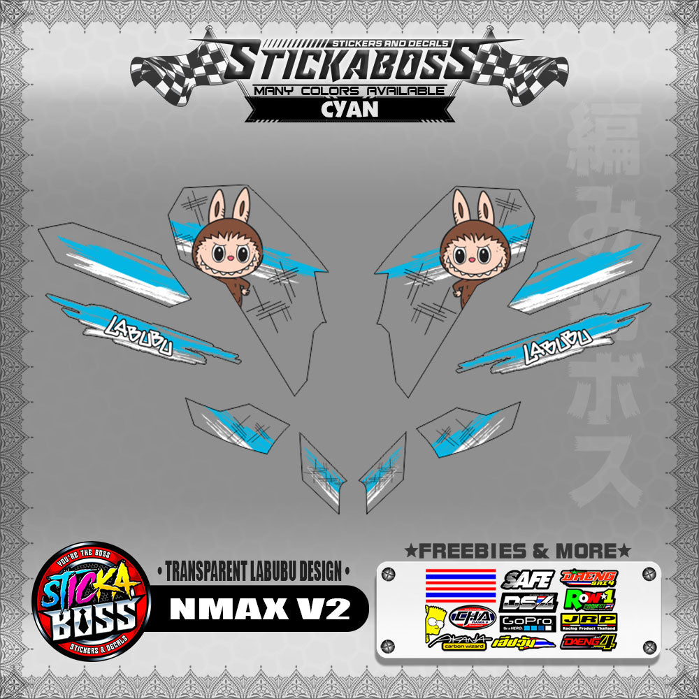 【PREMIUM UV PRINT】TRANSPARENT NMAX V2 STICKER DECALS ( LABUBU DESIGN )【WITH FREEBIES】