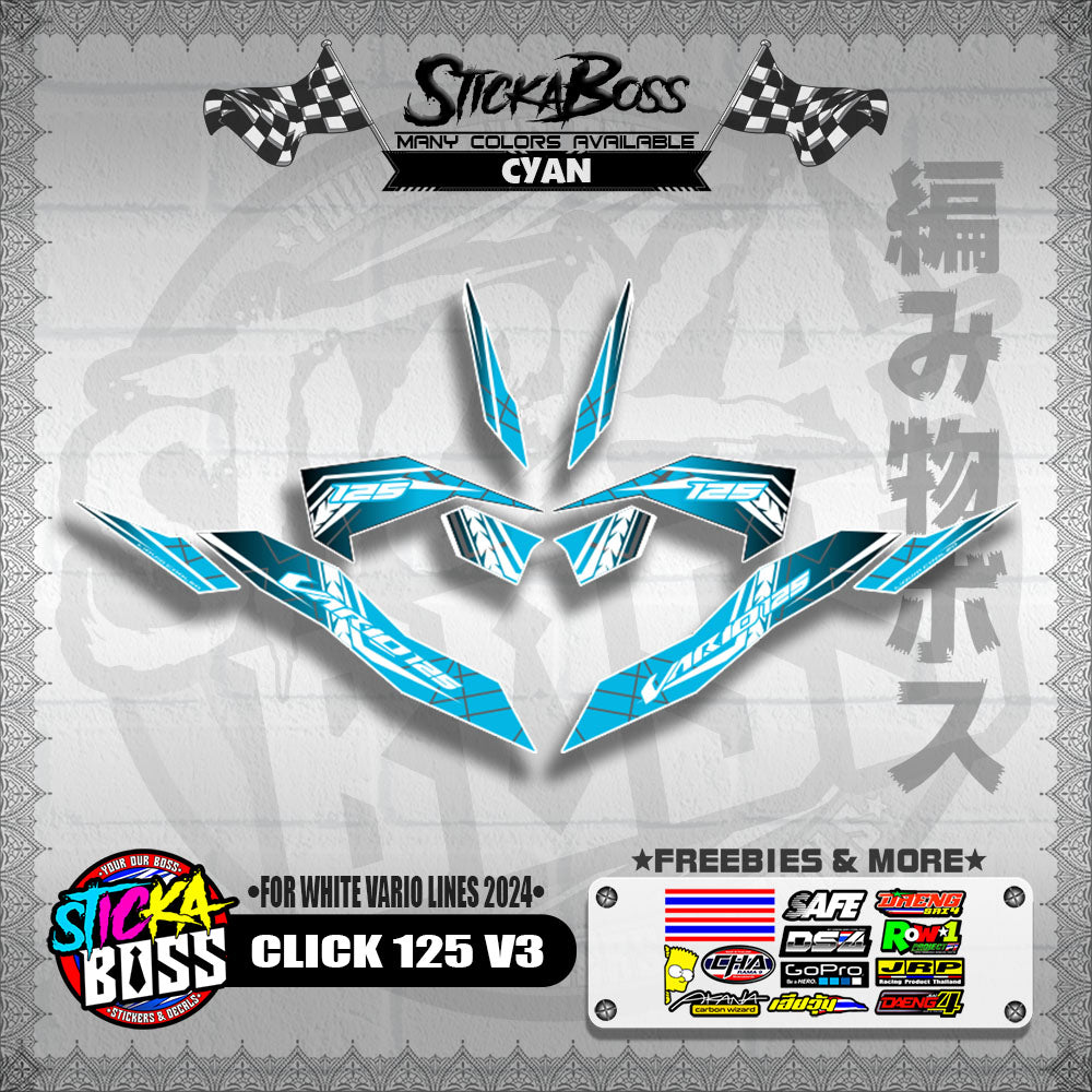CLICK 125 V3 DECALS ( FOR WHITE VARIO LINES 2024 )【WITH FREEBIES】