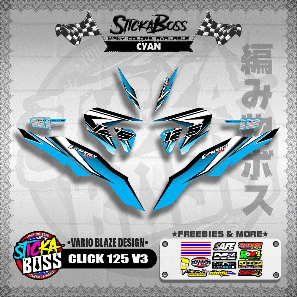 CLICK 125 V3 DECALS ( VARIO BLAZE DESIGN )【WITH FREEBIES】