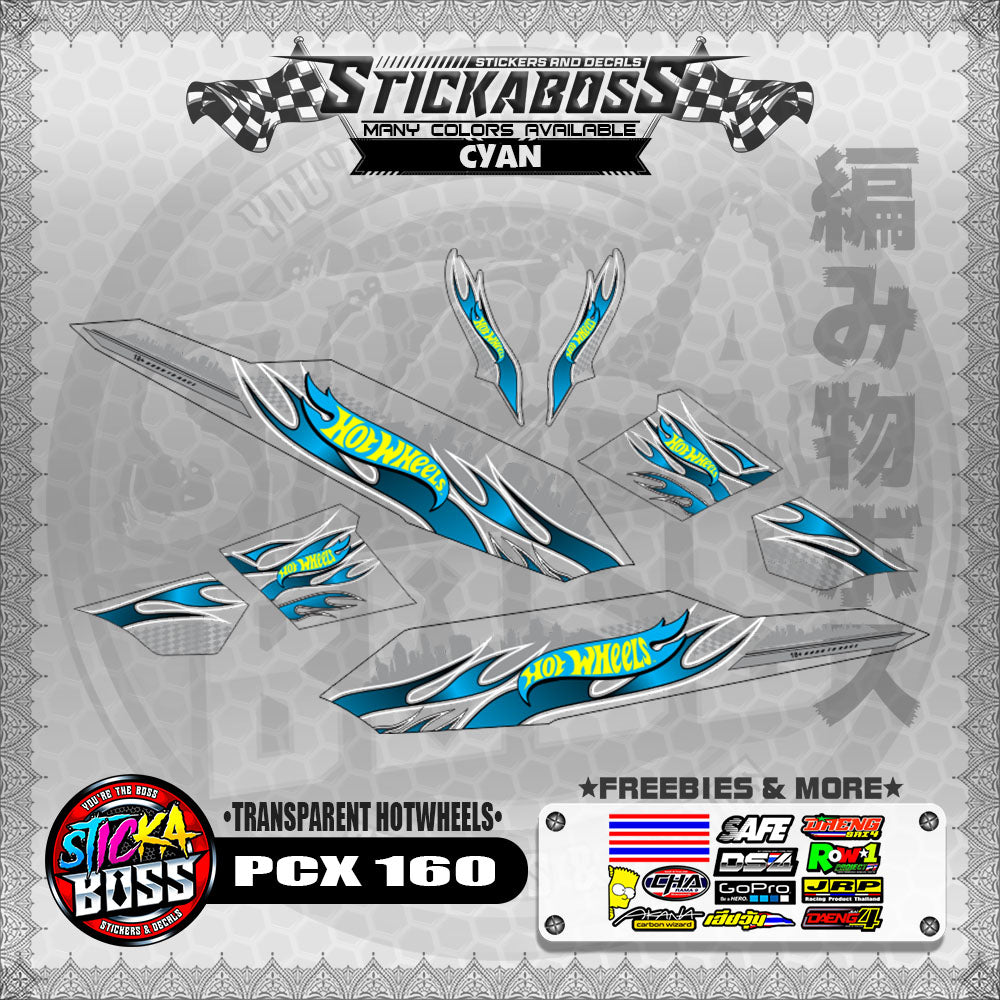 【PREMIUM UV PRINT】TRANSPARENT PCX 160 DECALS ( TRANSPARENT HOTWHEELS )【WITH FREEBIES】