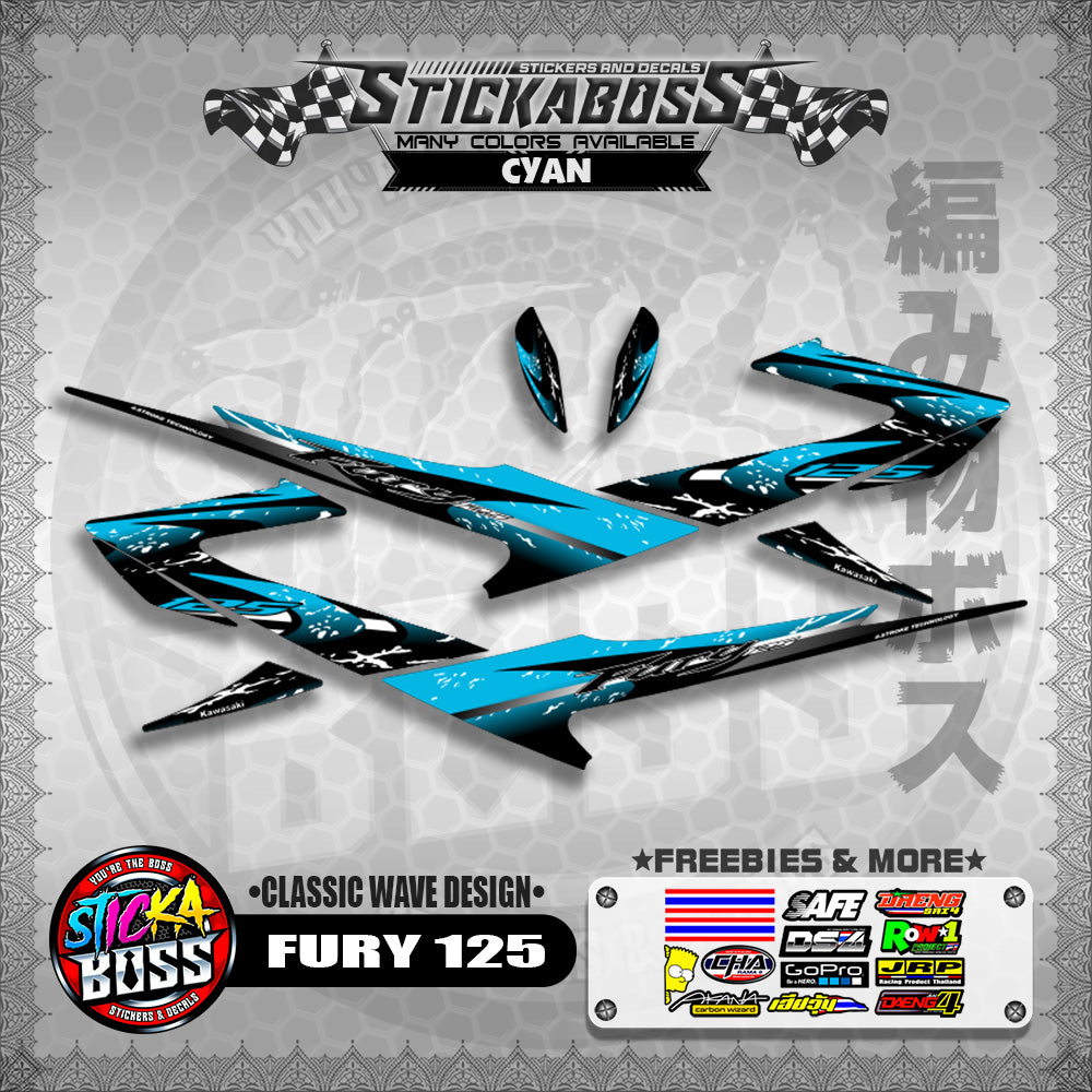 FURY 125 STICKER DECALS ( CLASSIC WAVE DESIGN )【WITH FREEBIES】