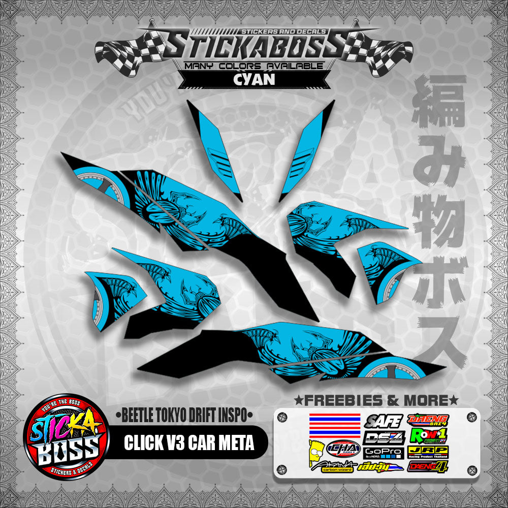 CLICK V3 CAR META DECALS ( BEETLE TOKYO DRIFT INSPO )【WITH FREEBIES】