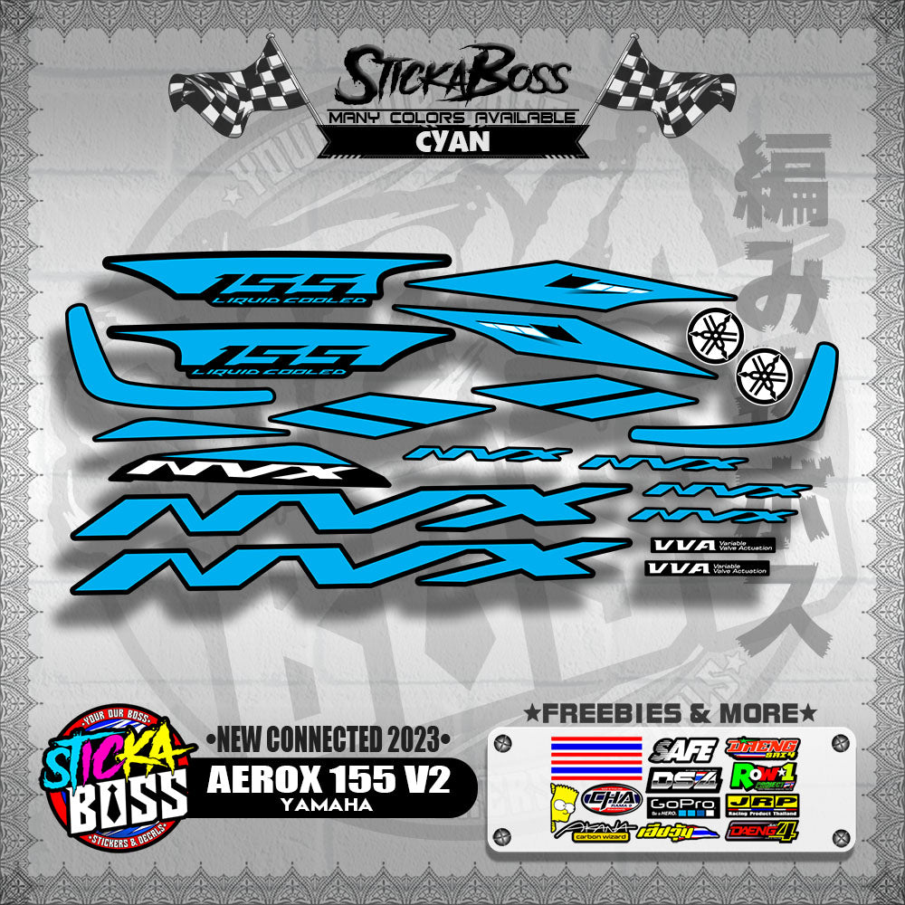 AEROX 155 V2 DECALS ( NEW CONNECTED 2023 )【WITH FREEBIES】