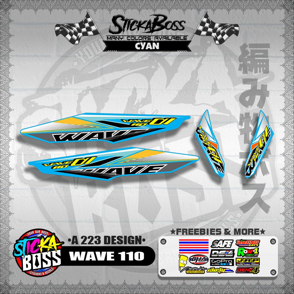 WAVE 110 DECALS ( A 223 DESIGN )【WITH FREEBIES】