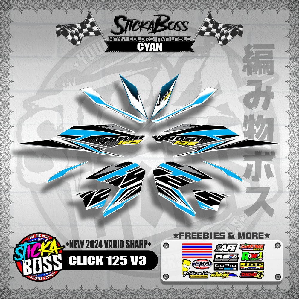 CLICK 125 V3 DECALS ( NEW 2024 VARIO SHARP )【WITH FREEBIES】