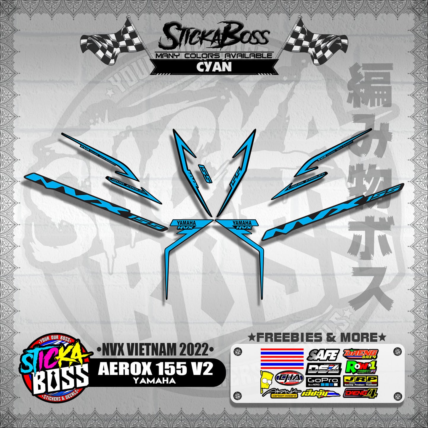 AEROX 155 V2 ( NVX VIETNAM 2022 DECALS )【WITH FREEBIES】