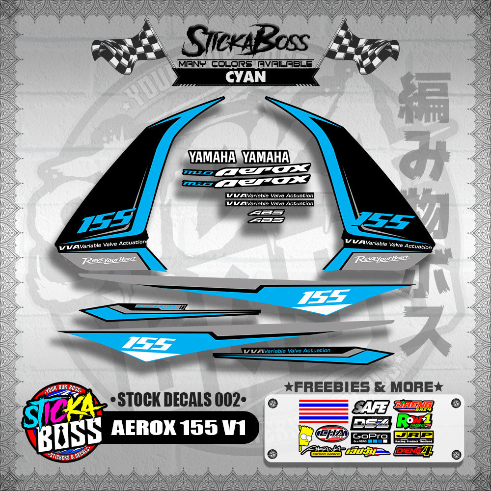 AEROX 155 V1 ( STOCK DECALS 002 )【WITH FREEBIES】