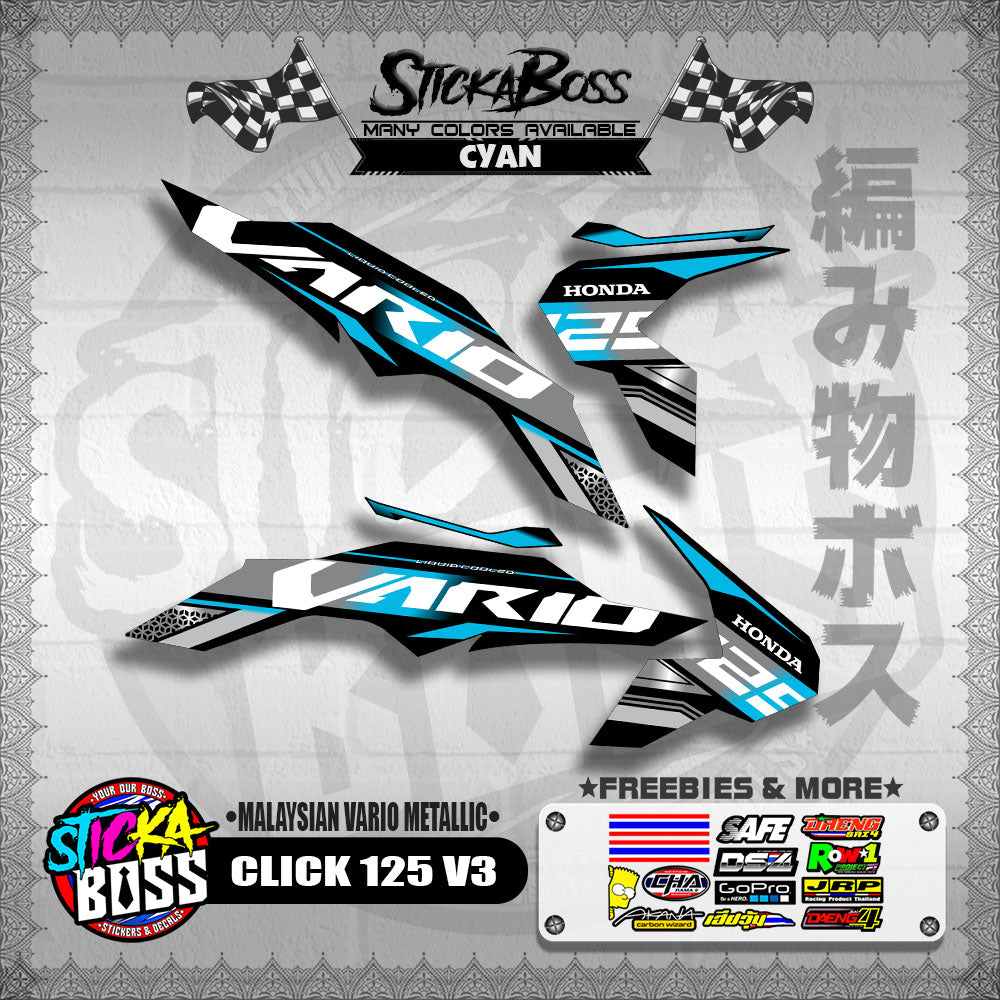 CLICK 125 V3 DECALS ( MALAYSIAN VARIO METALLIC )【WITH FREEBIES】
