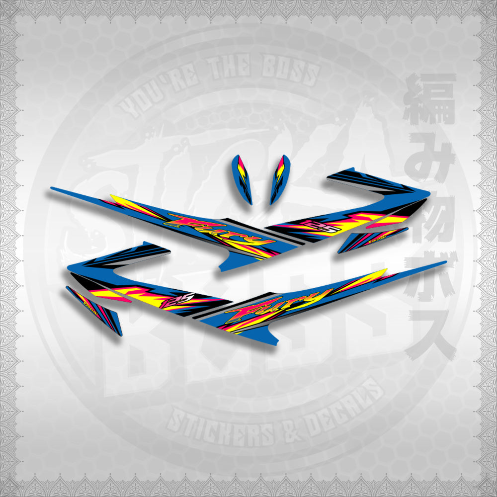 FURY 125 LUEFI RACE FLARE STICKER DECALS By STICKABOSS (SOFIE LAMINATED WATERPROOF)